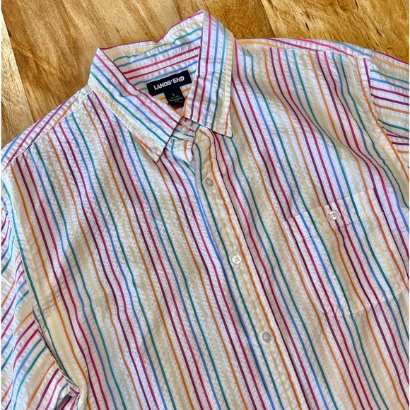 Rainbow Striped Button Down Shirt - Picture 3 of 5